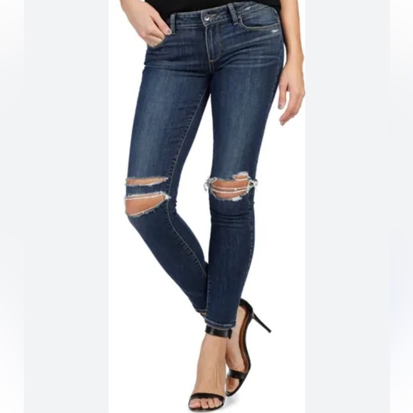 PAIGE VERDUGO Ankle Distressed
Busted Knee Women's Denim Jeans Size 27 Designer - Picture 1 of 14